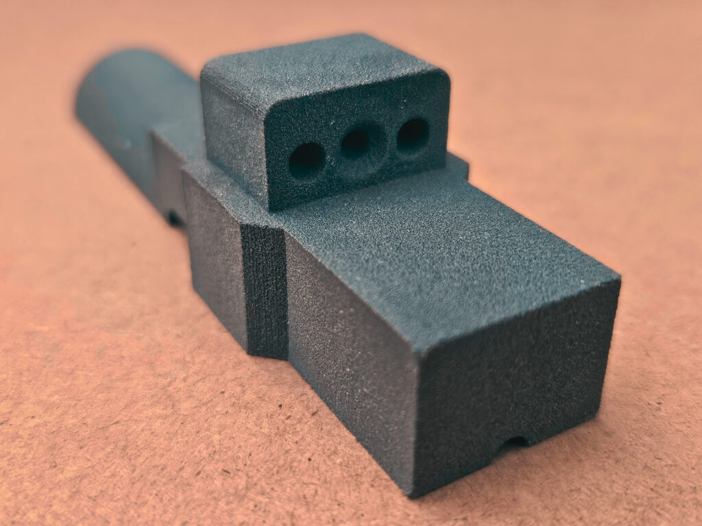 Complex geometry on an SLS 3D Printed part.